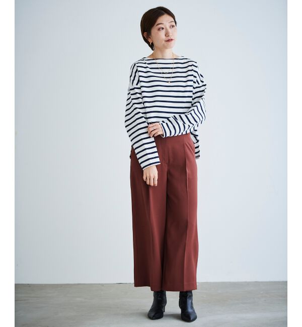 le.coeur blanc「《手洗い可能》ベルト付きハイウエストワイドパンツ」|チノ|