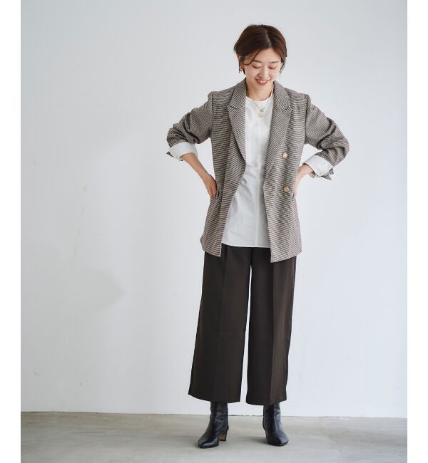 le.coeur blanc「《手洗い可能》ベルト付きハイウエストワイドパンツ」|チノ|