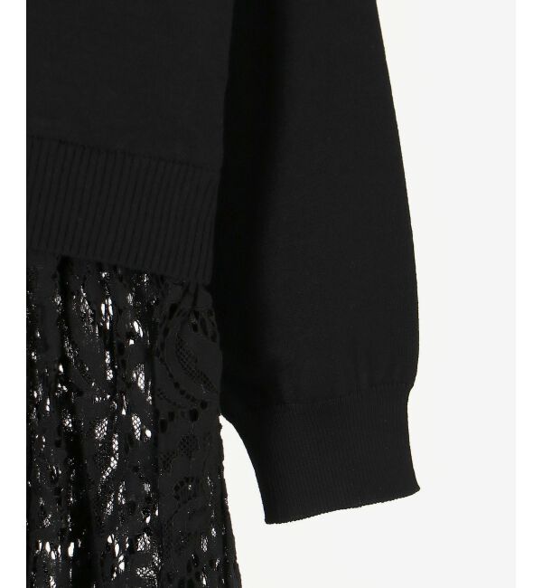 le.coeur blanc「《手洗い可能》TORRAZZO DONNA ニット&times;レース ロングカーデ」|カーディガン|