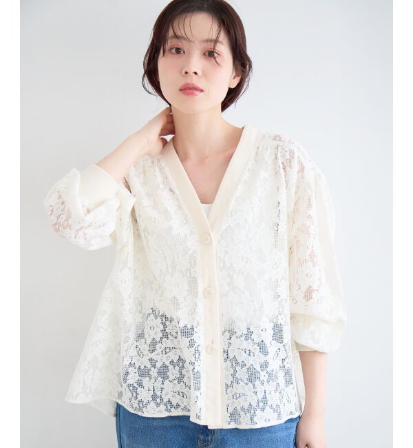  「フラワーメッシュレースカーデ」|カーディガン|