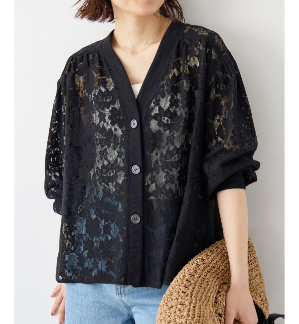  「フラワーメッシュレースカーデ」|カーディガン|