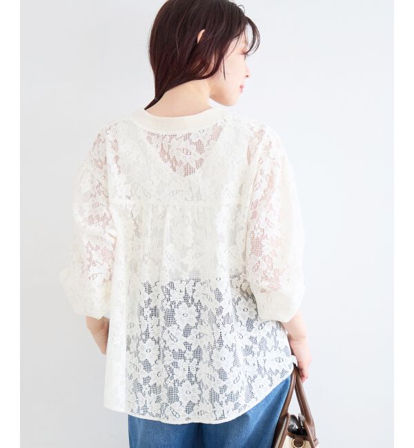  「フラワーメッシュレースカーデ」|カーディガン|