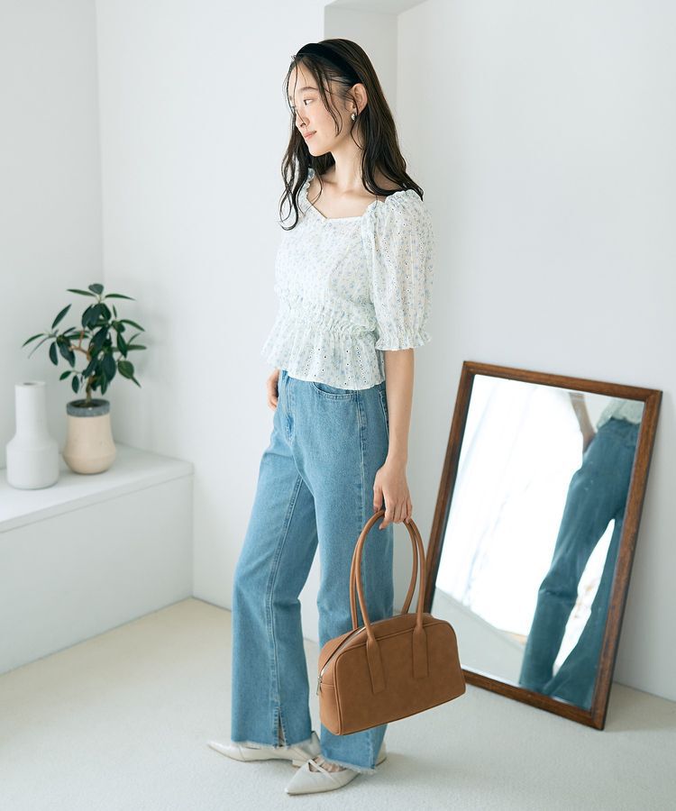 earth music&ecology「カットオフフレアデニムパンツ」|デニム|