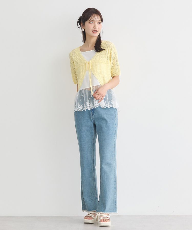 earth music&ecology「カットオフフレアデニムパンツ」|デニム|