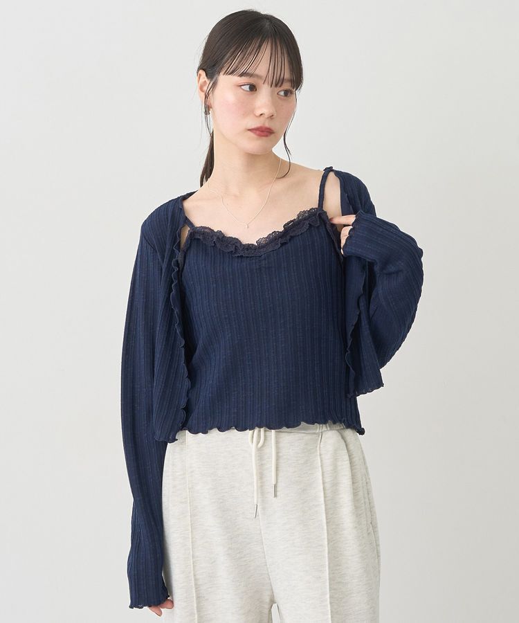 earth music&ecology「SET2点メローボレロ＋フリルキャミソール」|カーディガン|