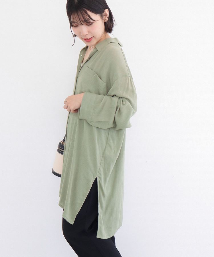 Green Parks「ターンバック長袖レーヨンチュニック」|チュニック|