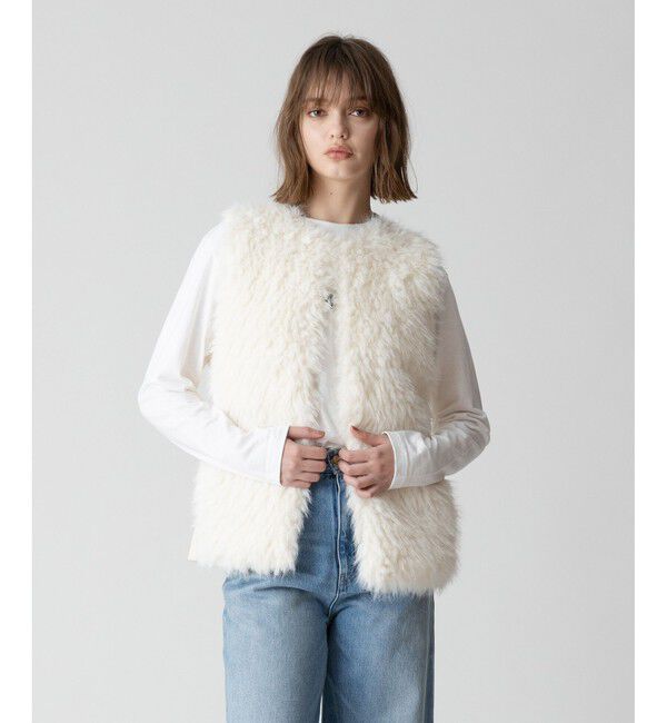 allureville「ジャガードフェイクファーコンビニットジレ」|ベスト・ジレ|