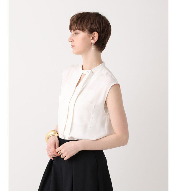 allureville「ブライトツイルアシメボウノースリブラウス」|シャツ・ブラウス|