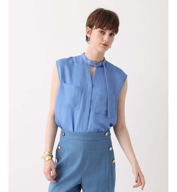 allureville「ブライトツイルアシメボウノースリブラウス」|シャツ・ブラウス|