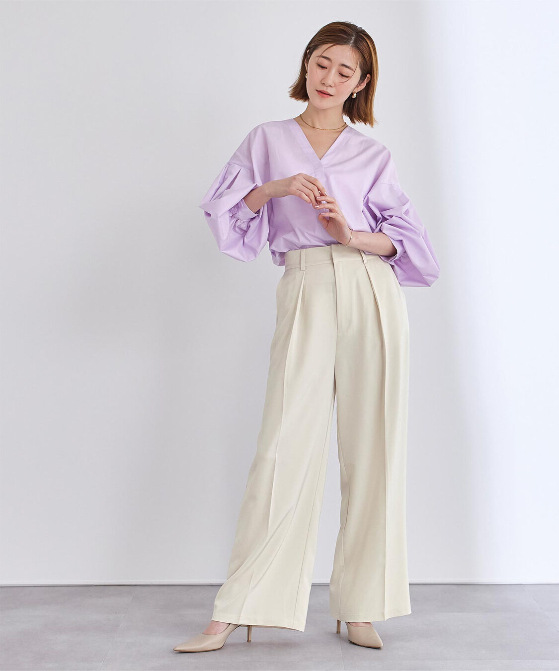 ur's「ワンタックハイウエストワイドパンツ」|スラックス|