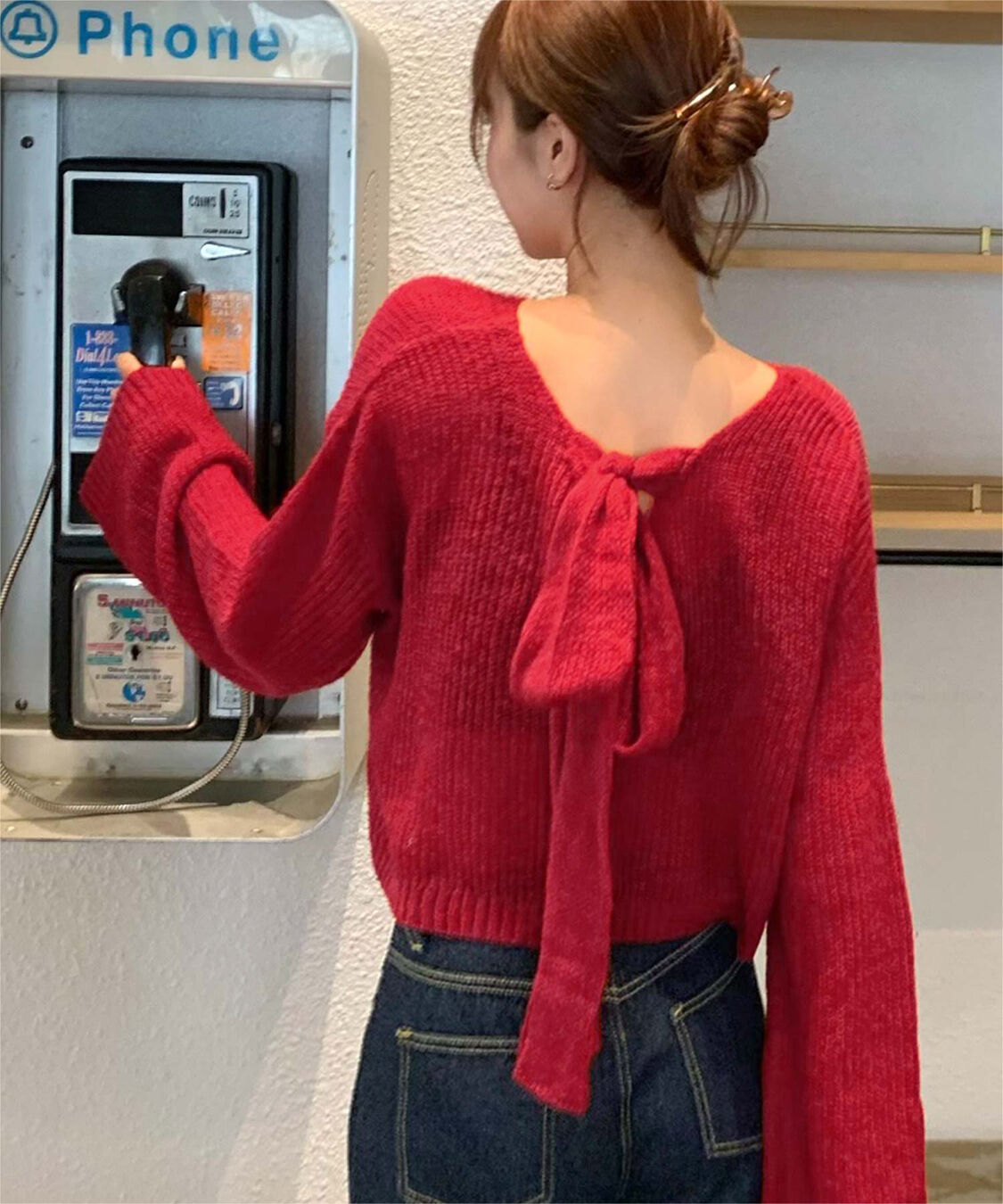 titivate「【いつきさんコラボアイテム】前後2wayリボンデザインシアーローゲージニット」|ニット・セーター|