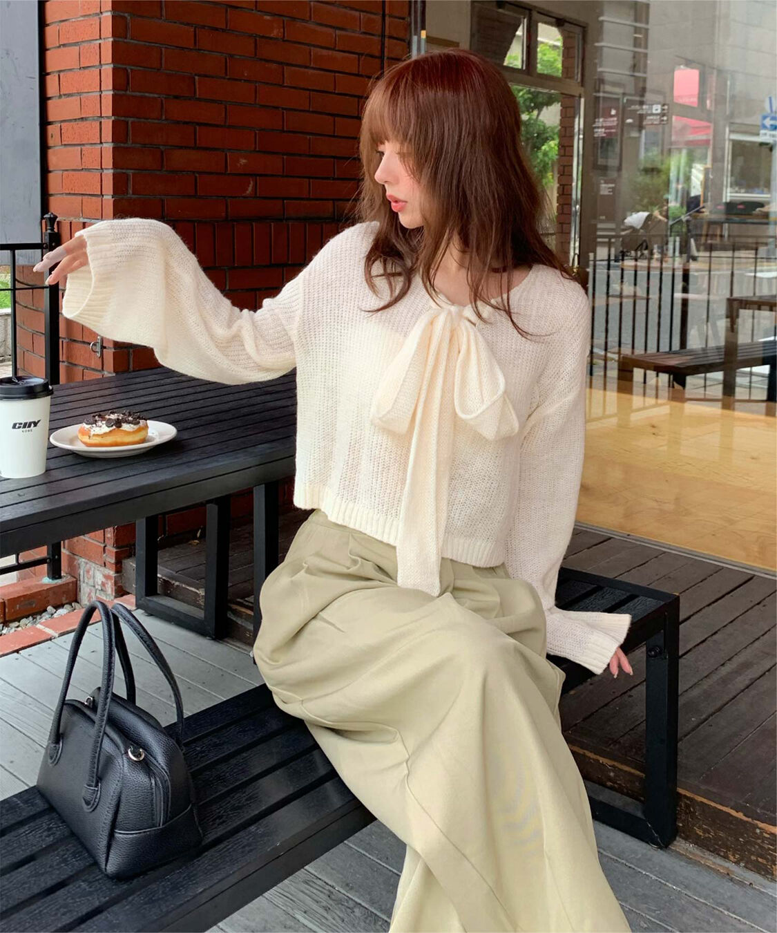 titivate「【いつきさんコラボアイテム】前後2wayリボンデザインシアーローゲージニット」|ニット・セーター|