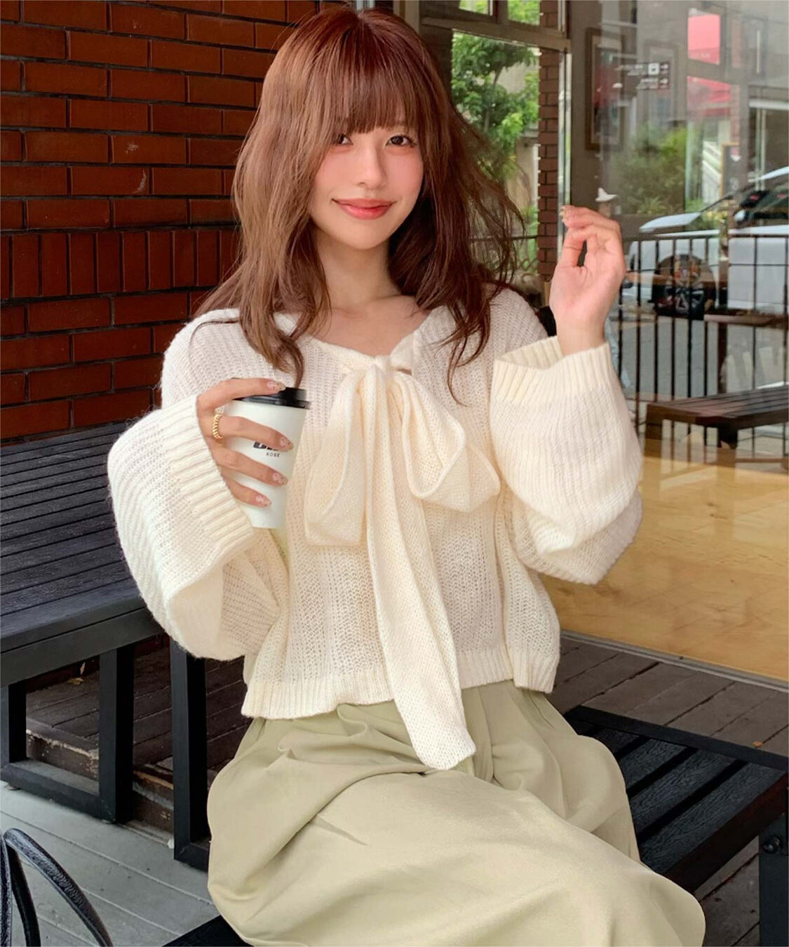 titivate「【いつきさんコラボアイテム】前後2wayリボンデザインシアーローゲージニット」|ニット・セーター|