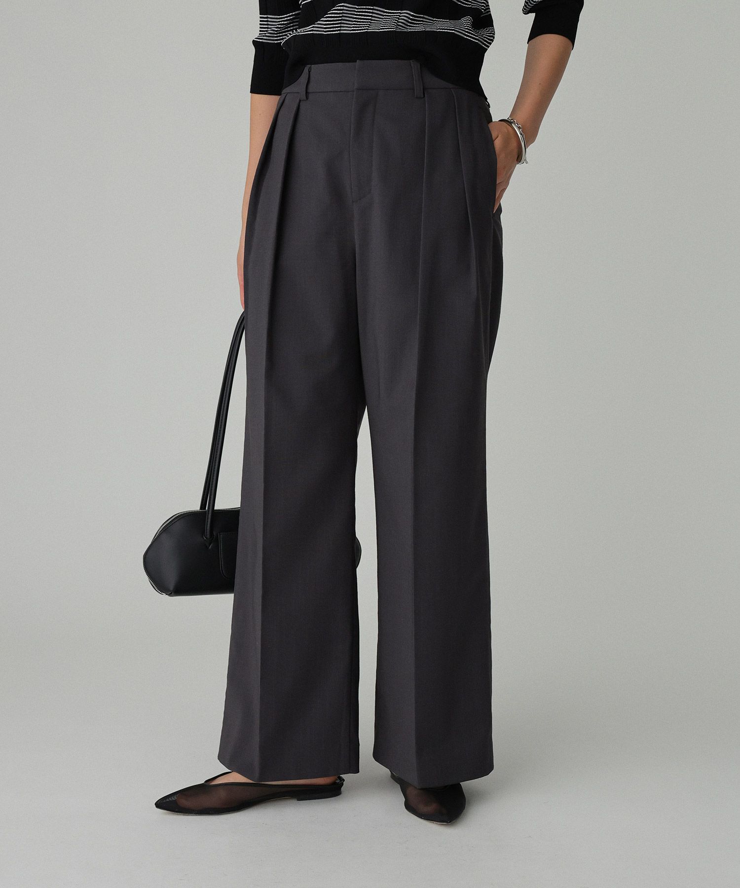 BABYLONE「【多機能素材】リネンライクストレッチスラックス」|スラックス|ﾁｬｺｰﾙ