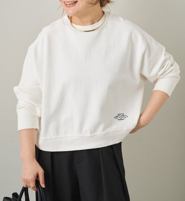  「ロゴ刺繍ショートスウェット」|プルオーバー|オフホワイト