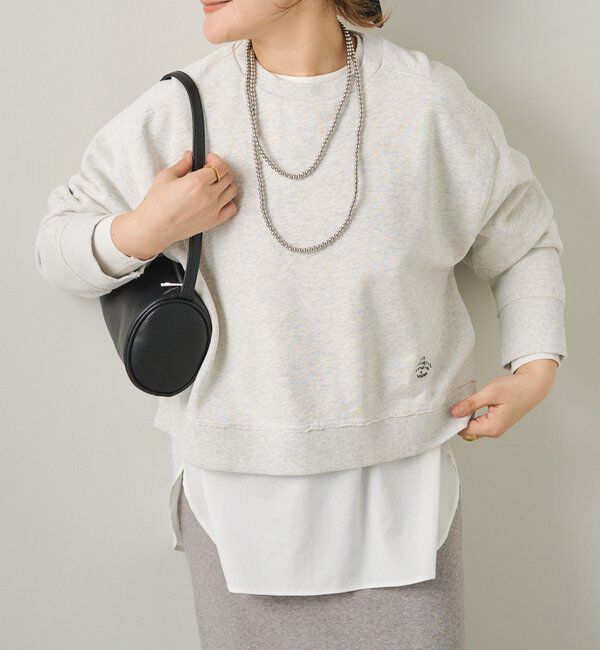  「ロゴ刺繍ショートスウェット」|プルオーバー|オートミール