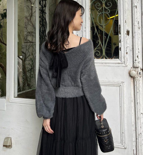  「後ろリボン2wayニットSETワンピ」|ワンピース|