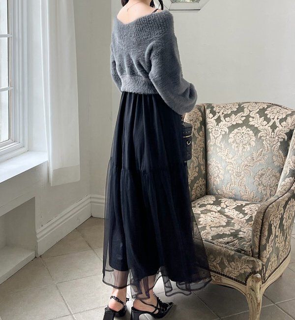  「後ろリボン2wayニットSETワンピ」|ワンピース|