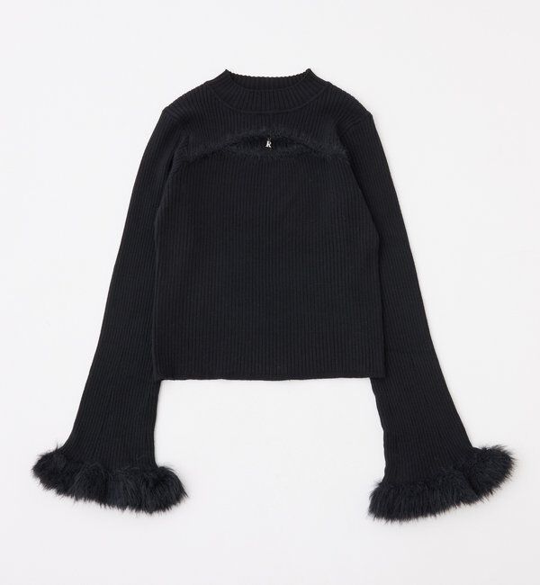  「デコルテカットデザインチャーム付きニット」|ニット・セーター|