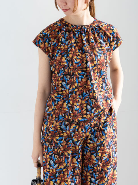 Te chichi「フラワープリントBL（セットアップ可）」|シャツ・ブラウス|オレンジ