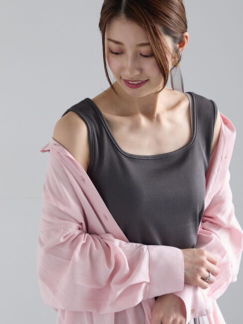 Te chichi「前後2WAYテレコタンクトップ」|タンクトップ|チャコールグレー