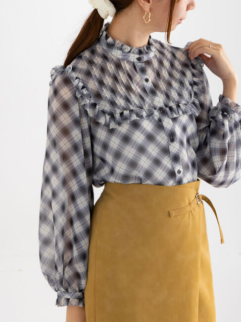 Te chichi「パターンアソートシフォンフリルブラウス」|シャツ・ブラウス|ブラック