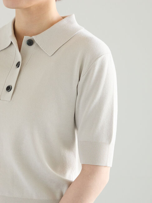 Te chichi「【調温】ハーフスリーブニットポロ」|ニット・セーター|