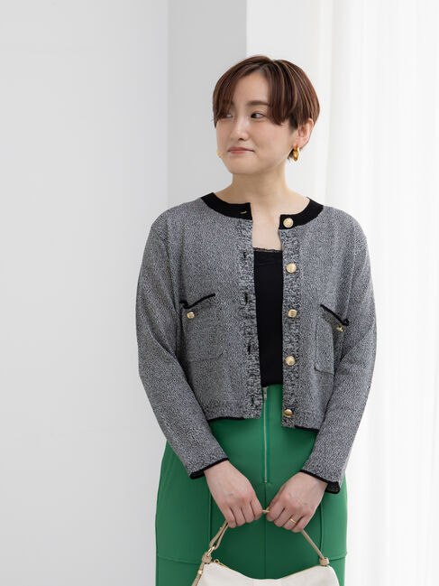 Te chichi「ハイツイストペーパータッチカーディガン」|カーディガン|ブラック