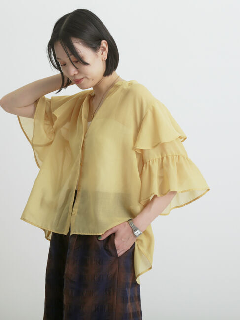 sm2rhythm「ボイルラッフルブラウス」|シャツ・ブラウス|イエロー