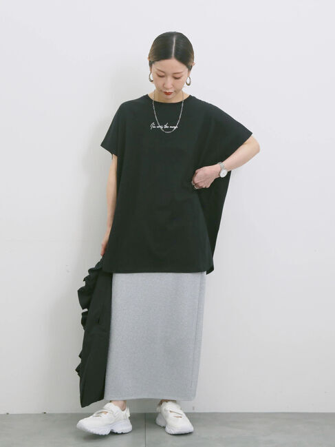 Samansa Mos2 blue「◎【接触冷感】ロゴプリントチュニック」|Tシャツ・カットソー|