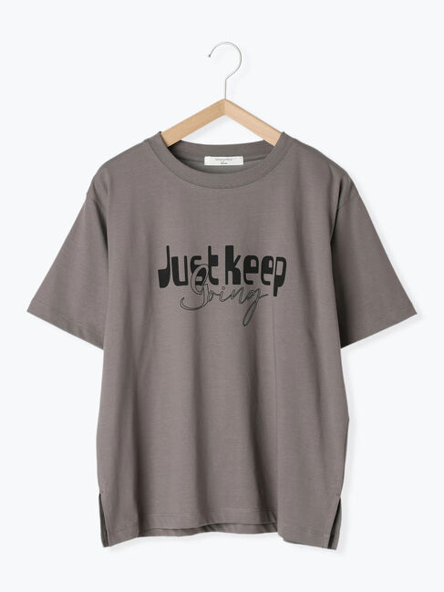 Samansa Mos2 blue「【接触冷感】ロゴプリントTシャツ」|Tシャツ・カットソー|