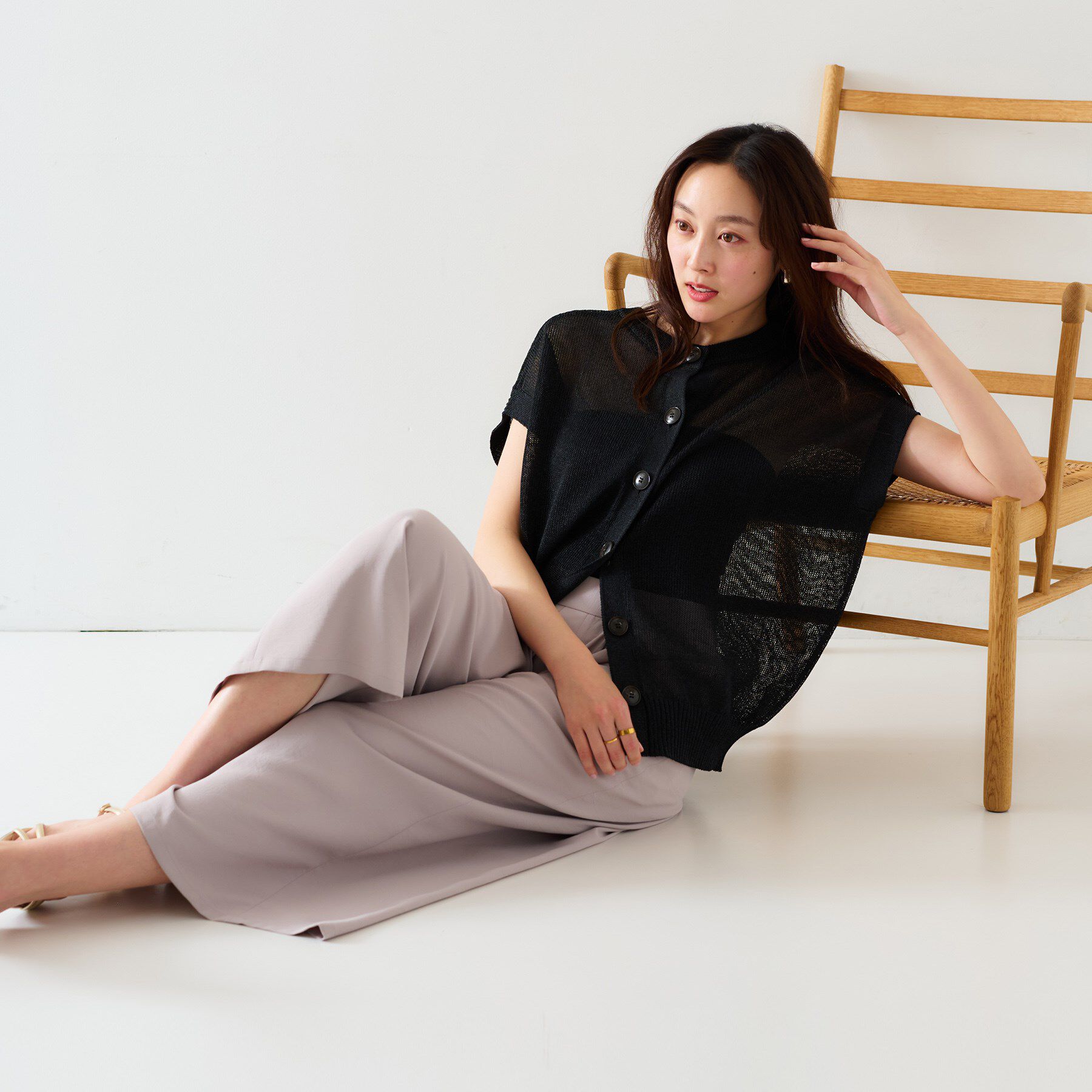 UNTITLED「【前後2WAY/清涼感】コクーンシルエット プルオーバーニット」|ニット・セーター|