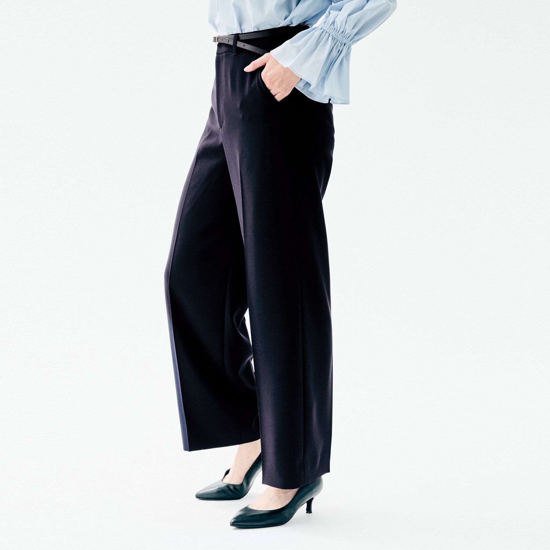 UNTITLED「【洗えるスーツ／ストレッチ性／後ろウエストゴム】ワイドパンツ」|その他|