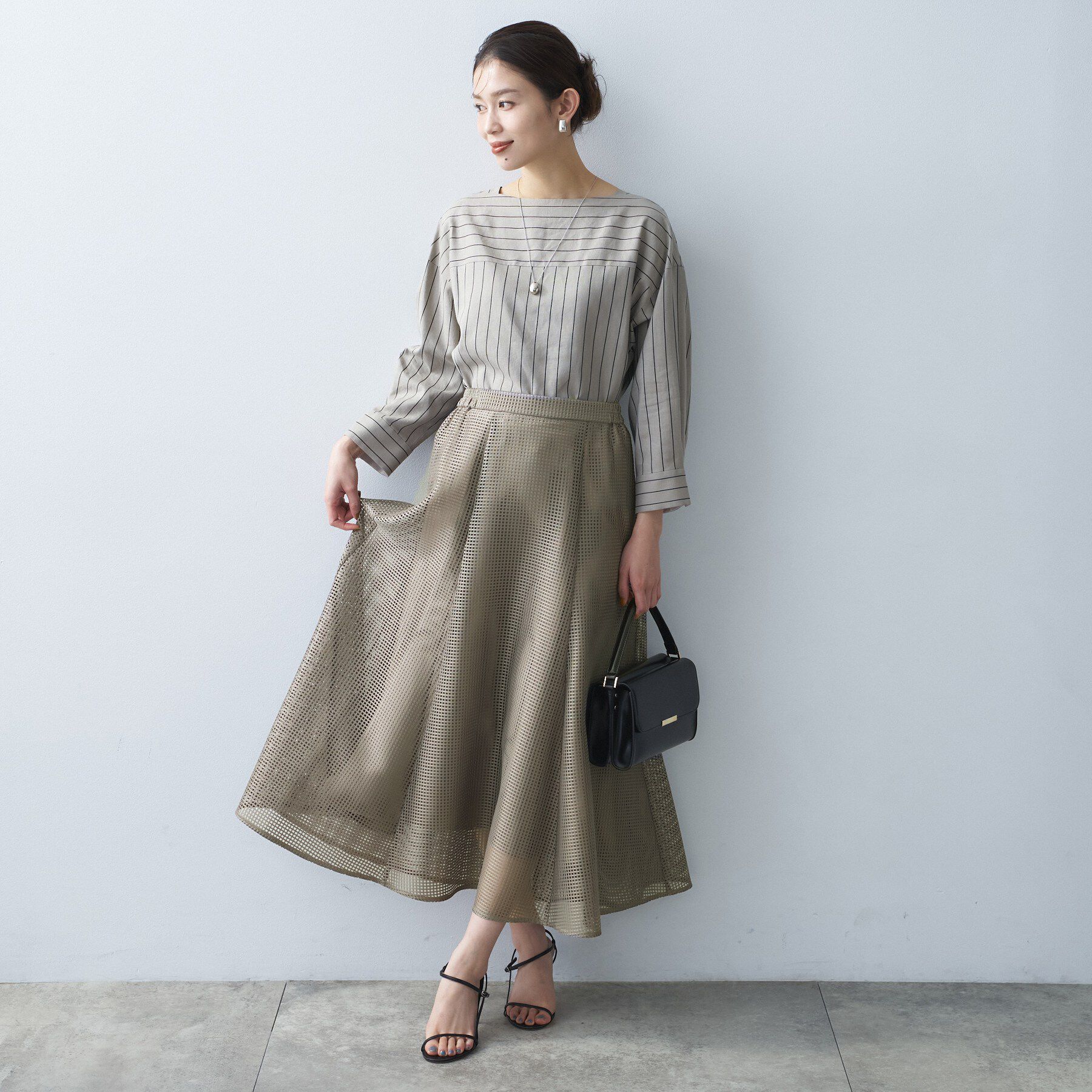 UNTITLED「【古畑星夏さん着用/洗える/後ろウエストゴム】スクエアメッシュスカート」|スカート|