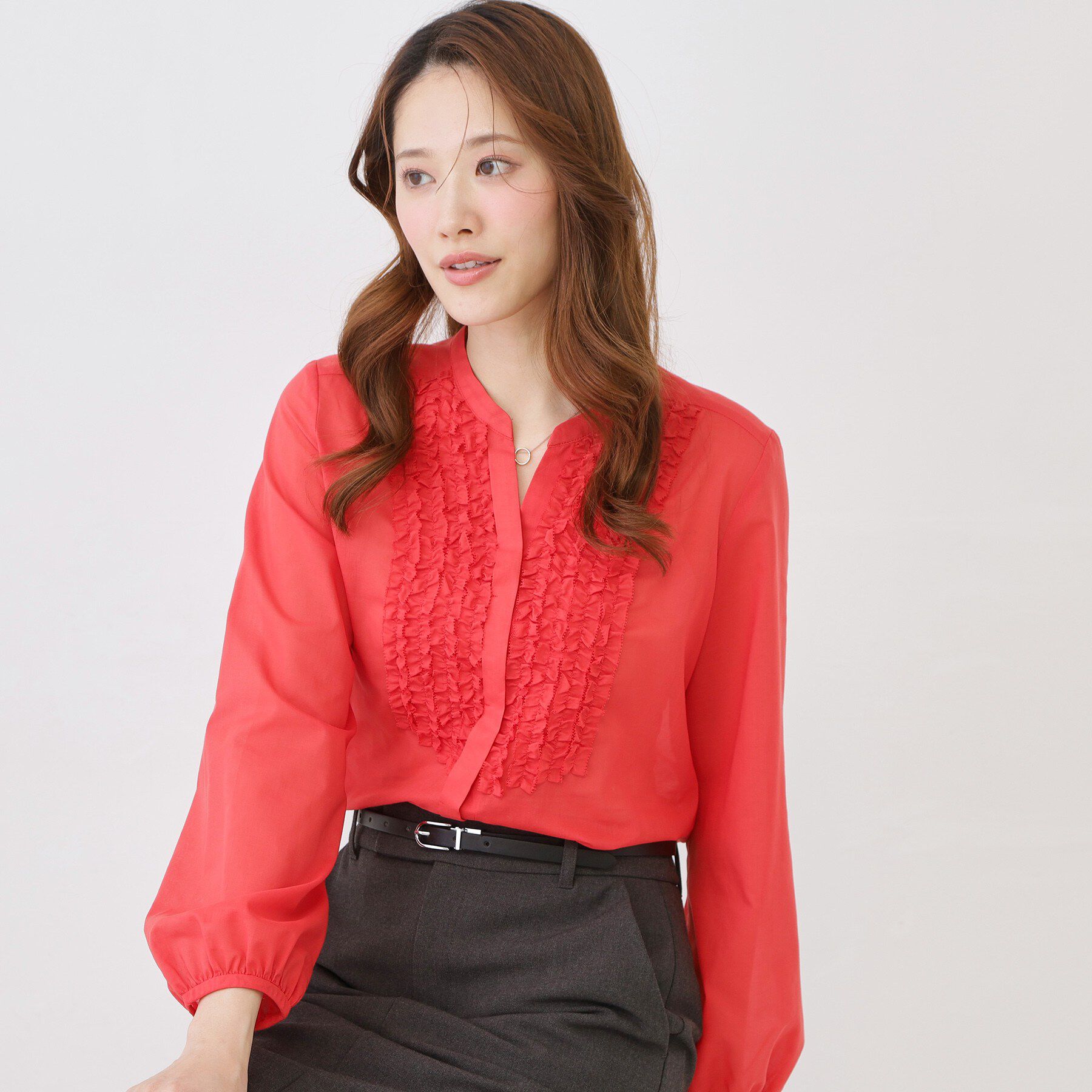 COUP DE CHANCE「【手洗い可/きれいめ】シアーローンフリルブラウス」|シャツ・ブラウス|