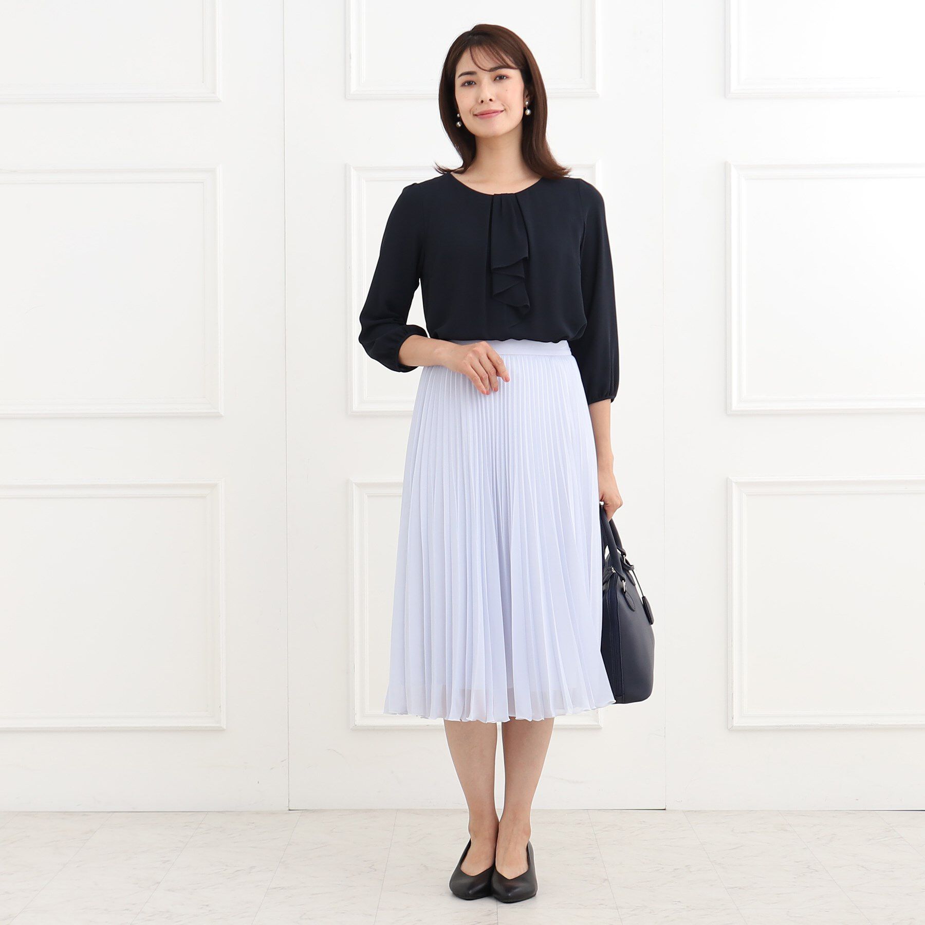 Reflect「【夏SALE／フォーマル/マシンウォッシュ可】フロントラッフルディティールブラウス」|シャツ・ブラウス|