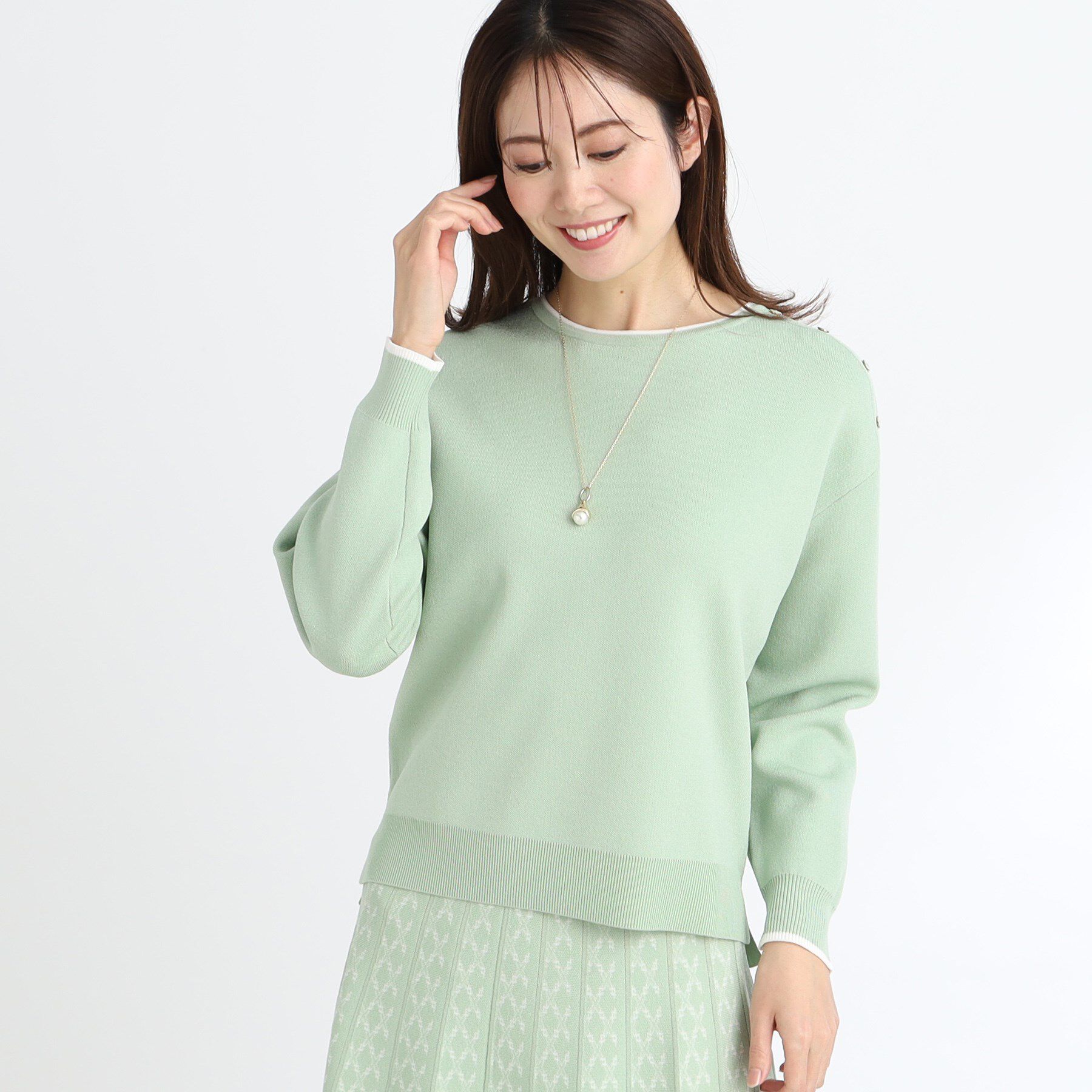 Reflect「【WEB限定カラーあり／セットアップ可】ダブルジャカードニット」|ニット・セーター|ミントグリーン(52