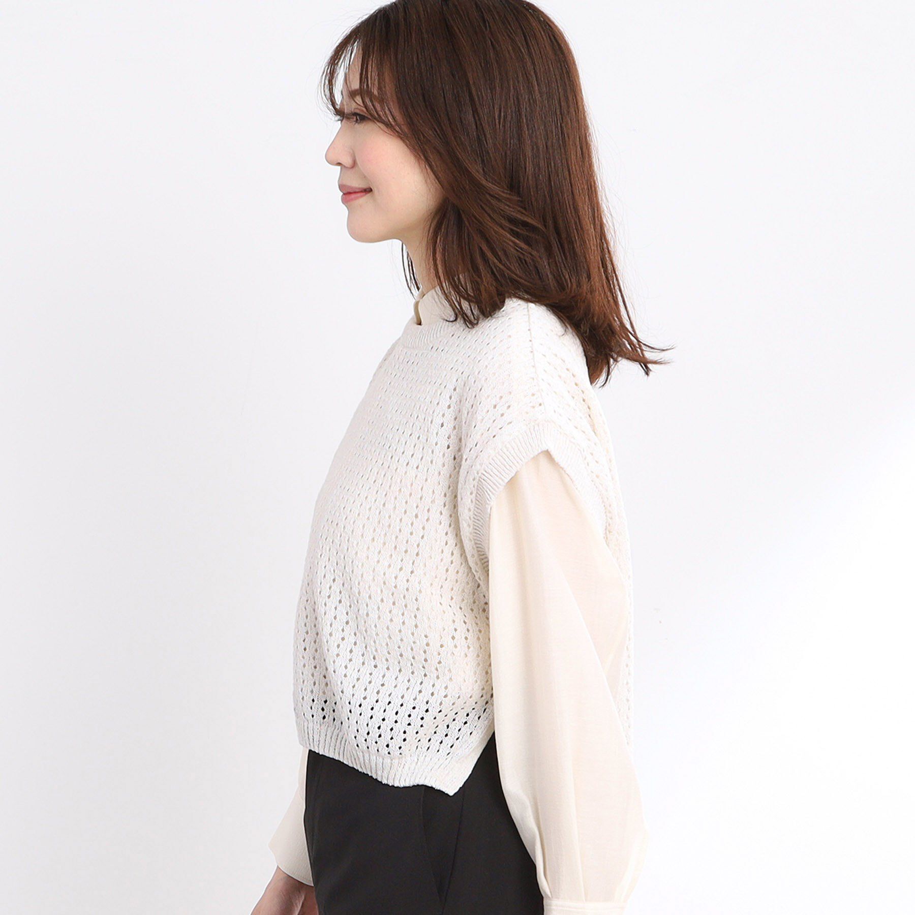 Reflect「【手洗い可】メッシュニットベスト」|ニット・セーター|