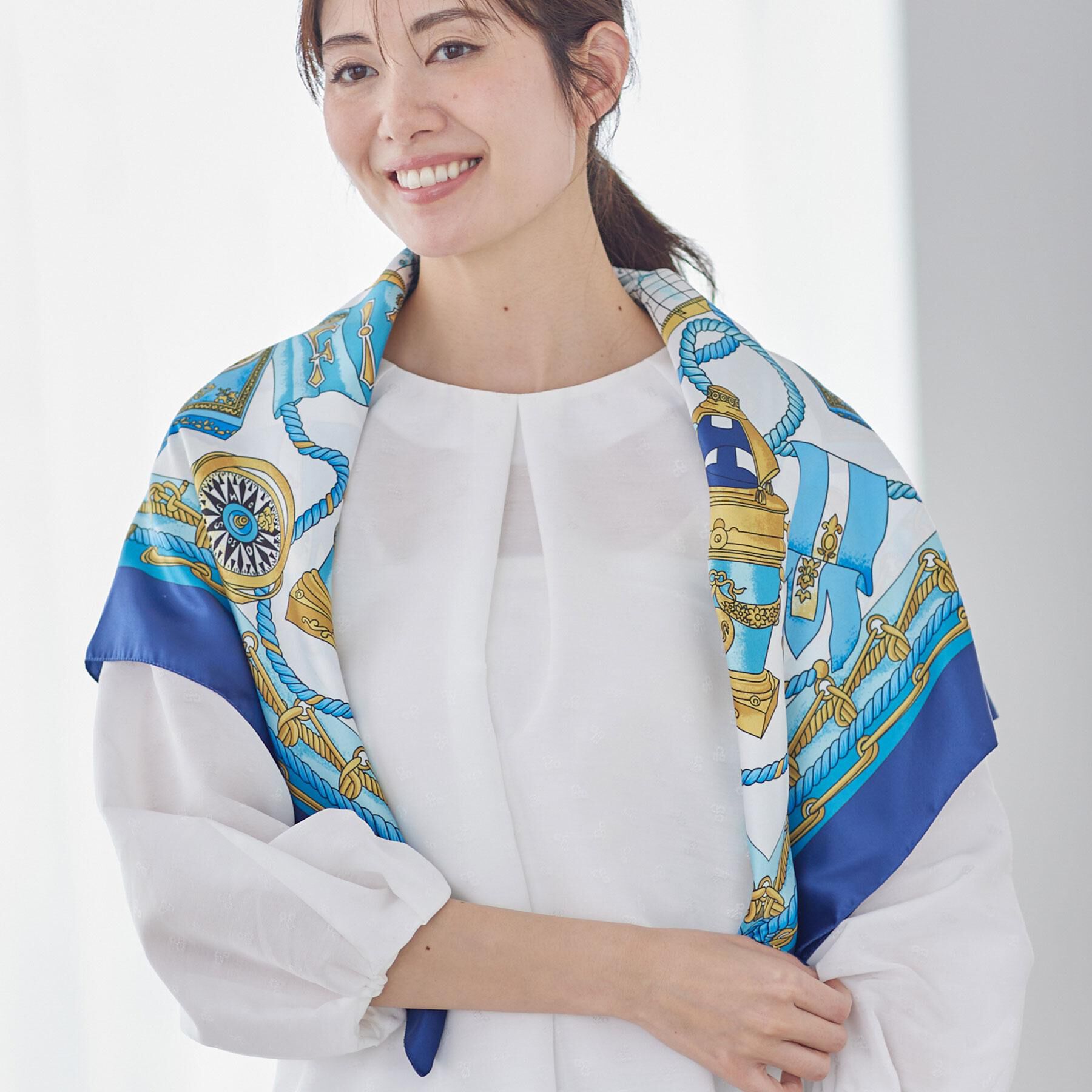 Reflect「大判スクエアスカーフ」|ストール|ブルー(292)