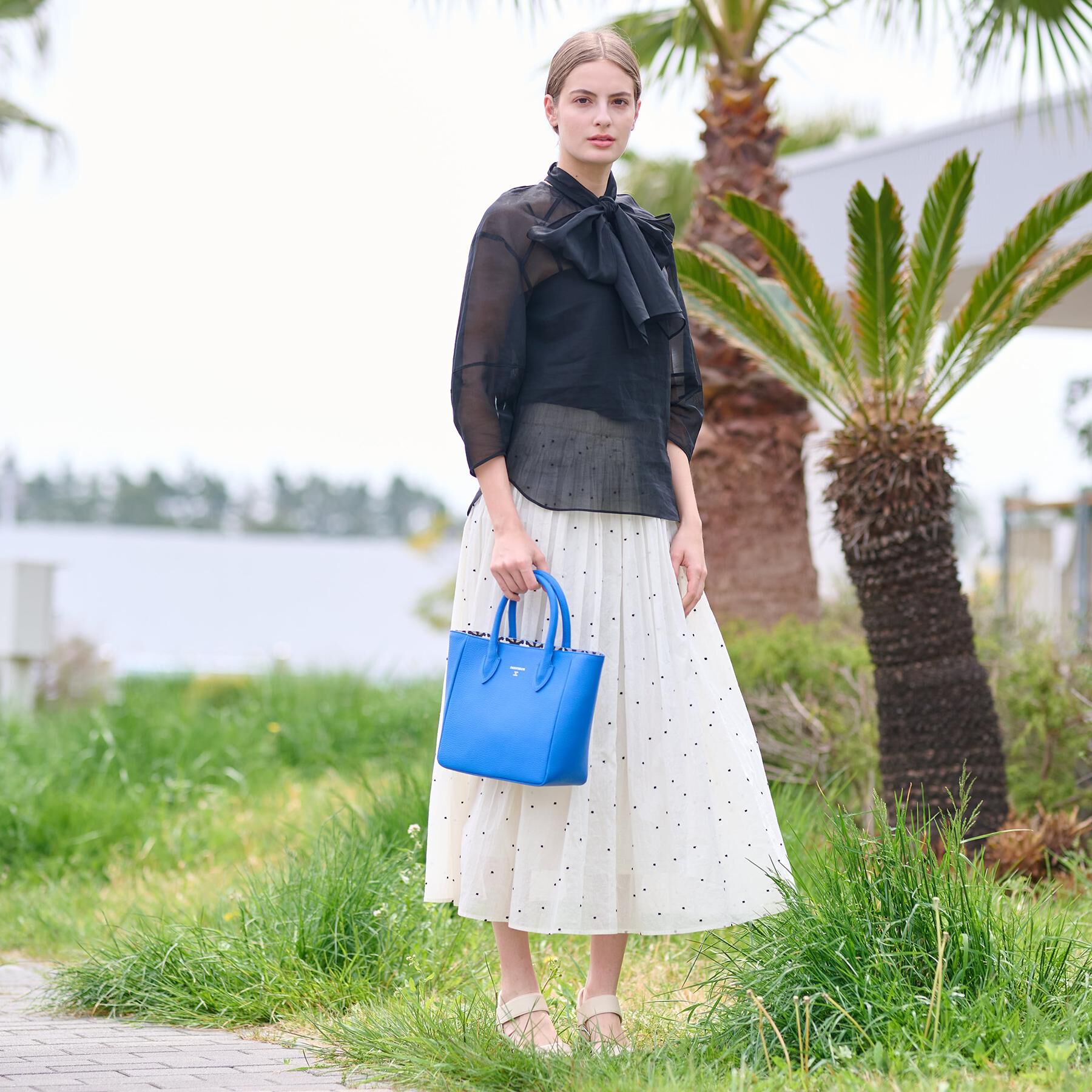 DRESSTERIOR「【2WAY/清涼感】袖ボリュームシア―ボウタイブラウス」|シャツ・ブラウス|