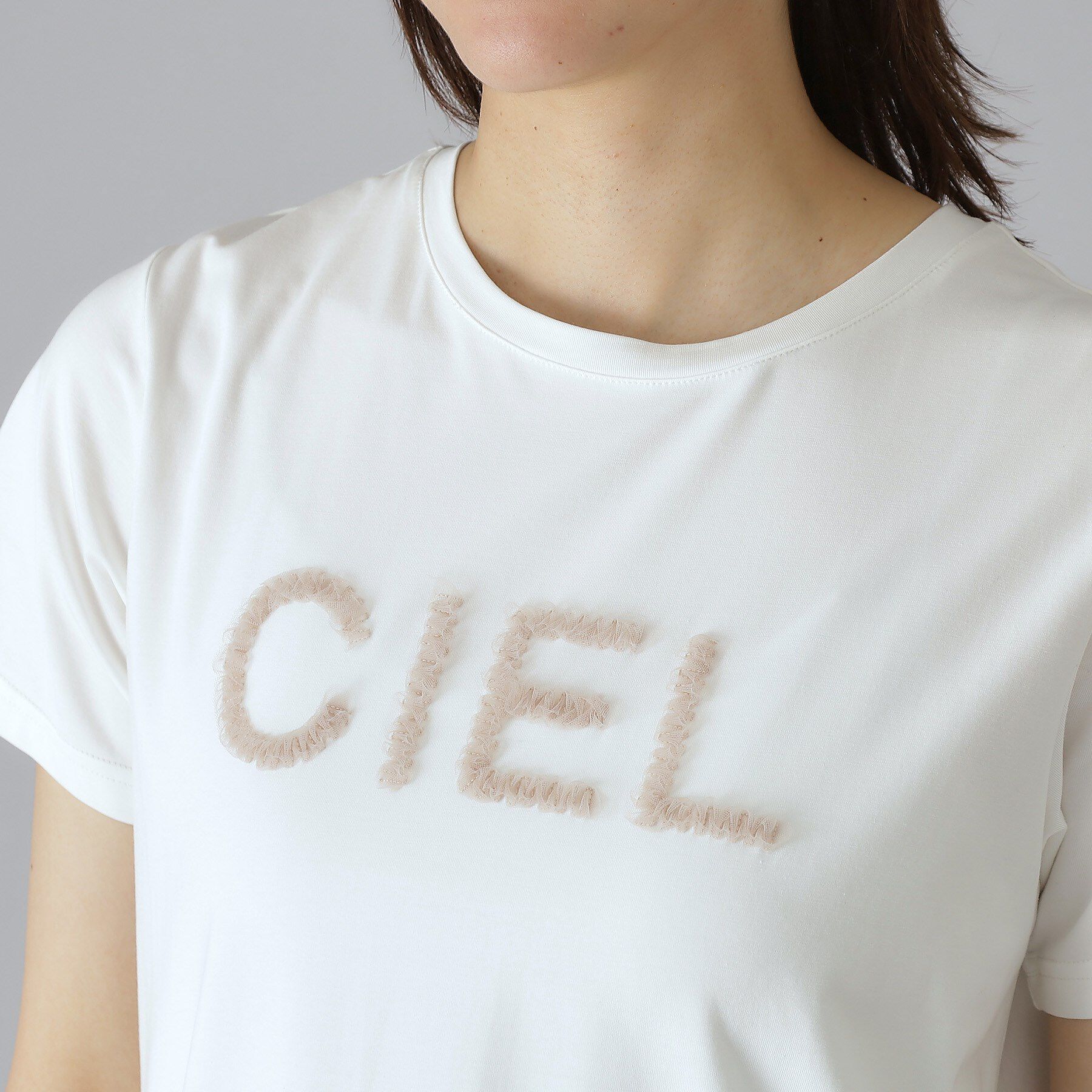 DRESSTERIOR「クリア天竺チュールCIELロゴTシャツ」|Tシャツ・カットソー|