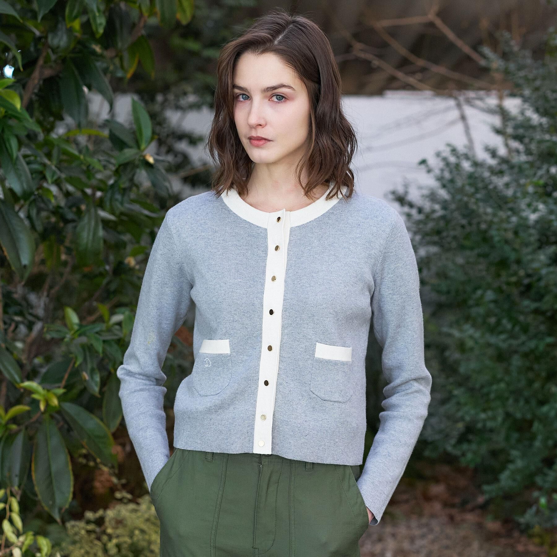 DRESSTERIOR「ウォッシャブル コットンカシミヤ コンビカーデ」|カーディガン|グレー(512)