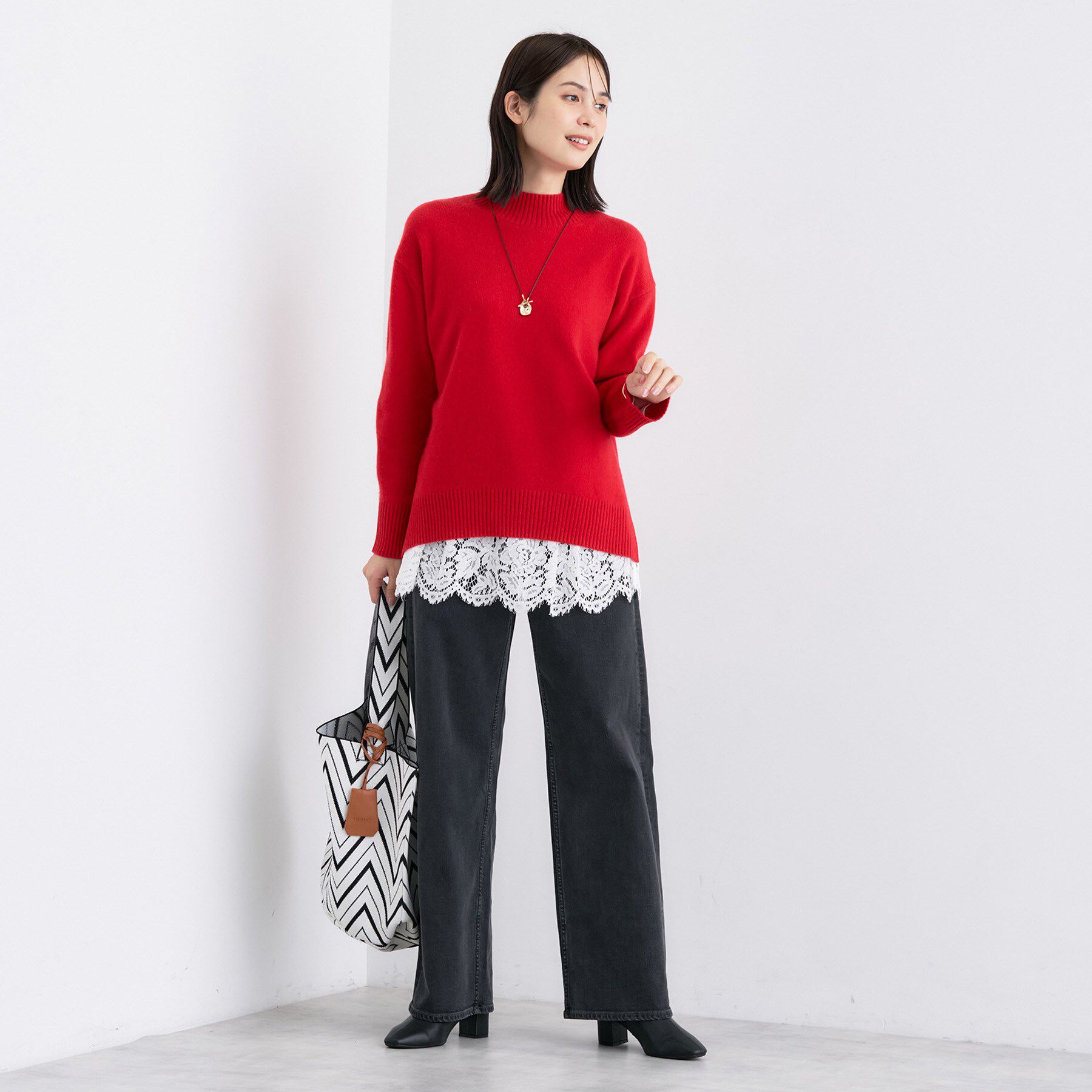 INDIVI「【褒められデニム】ワイドストレート デニムパンツ」|デニム|