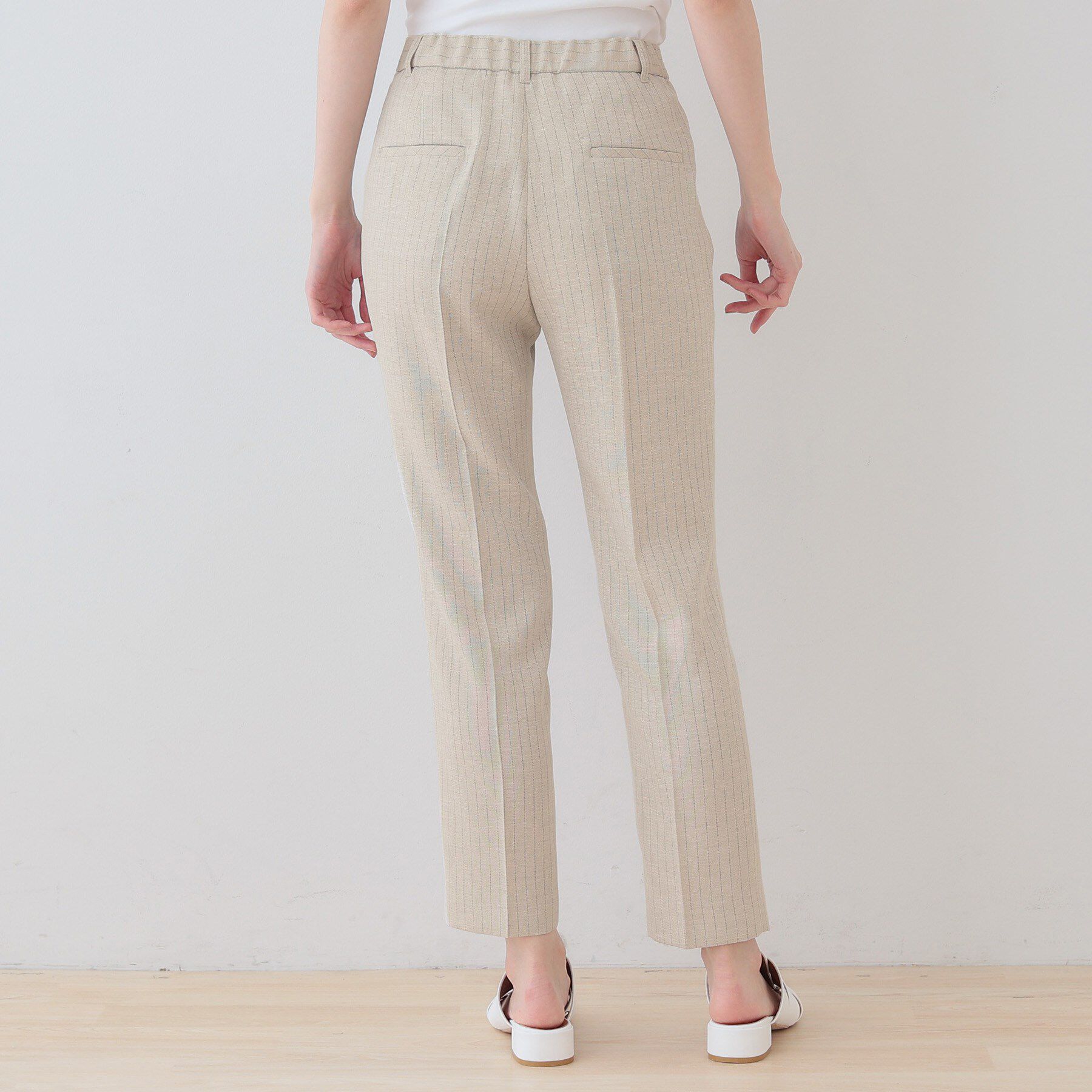 INDIVI「【こなれSETUP／ストライプ柄】リネンライクテーパードパンツ」|その他|
