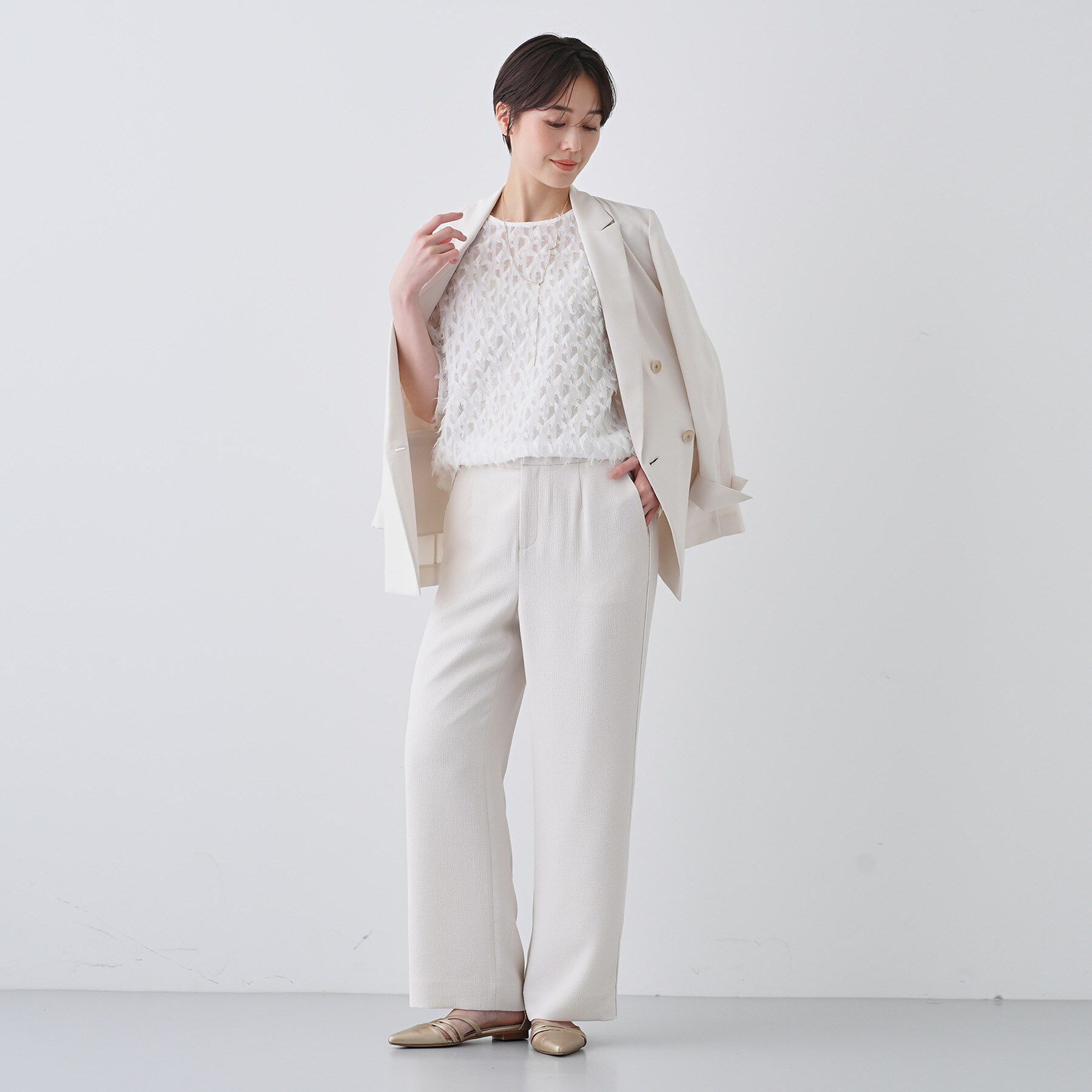 INDIVI「【洗える】サイドライン ストレートパンツ」|その他|