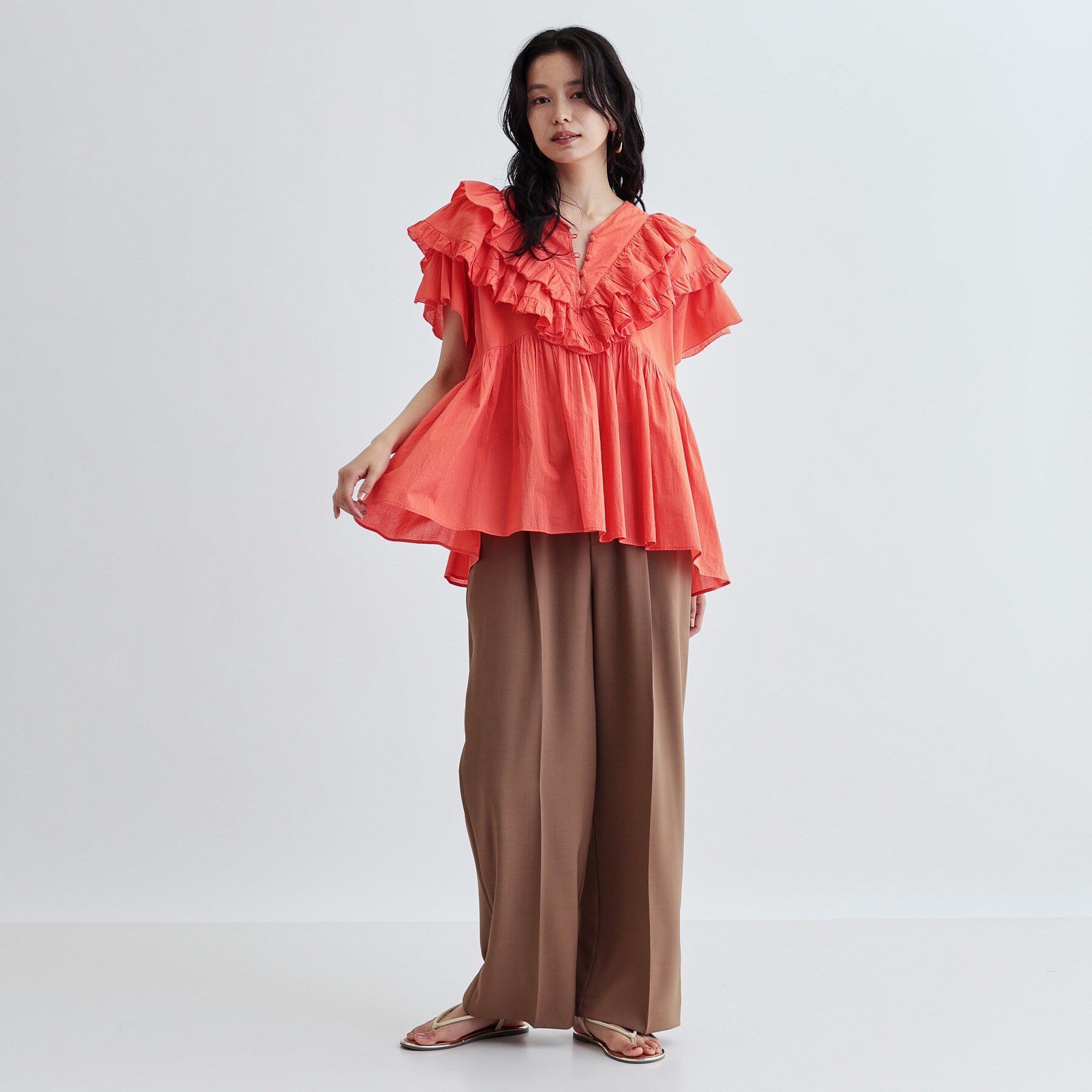 GALLEST「フリルレイヤードコットンブラウス」|シャツ・ブラウス|