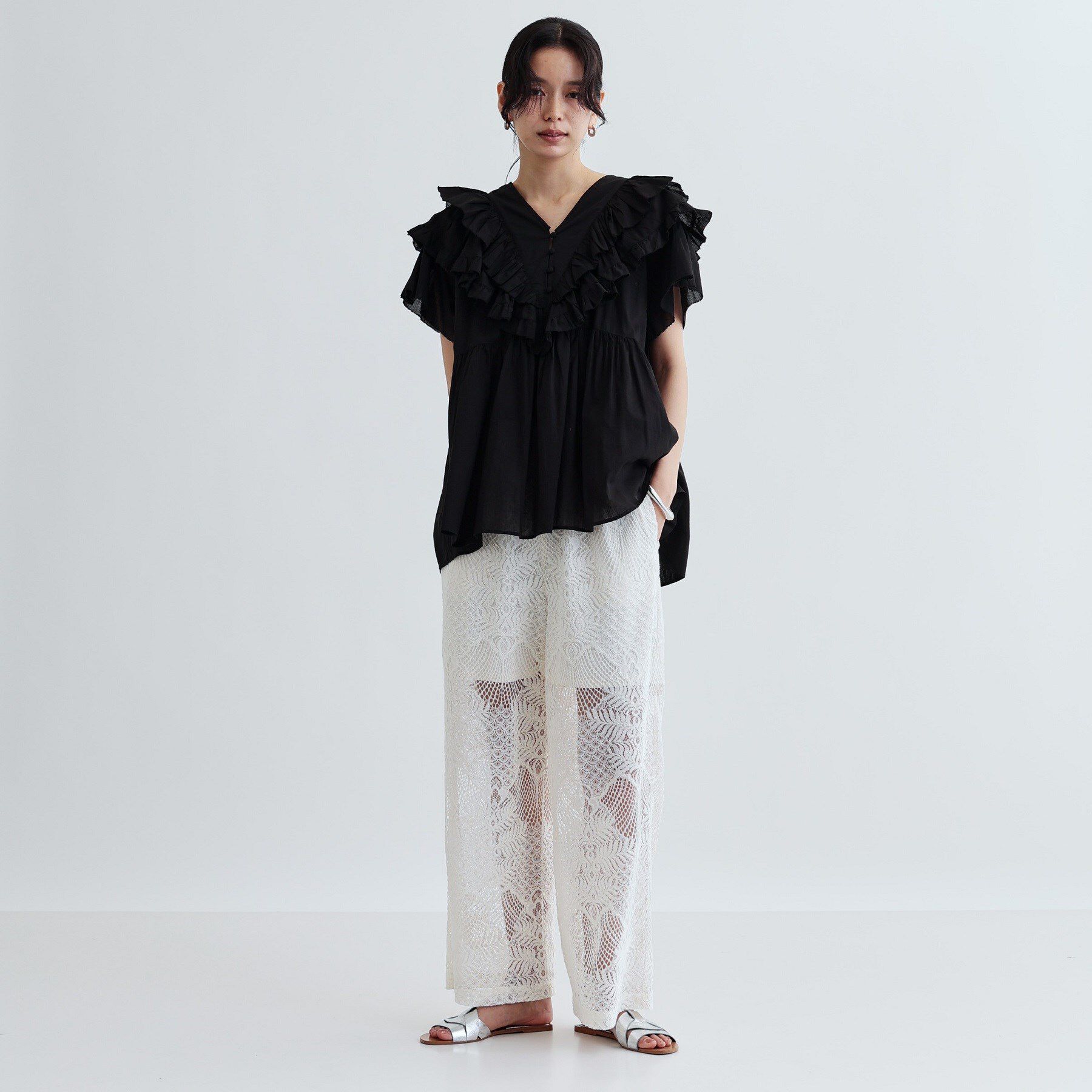 GALLEST「フリルレイヤードコットンブラウス」|シャツ・ブラウス|