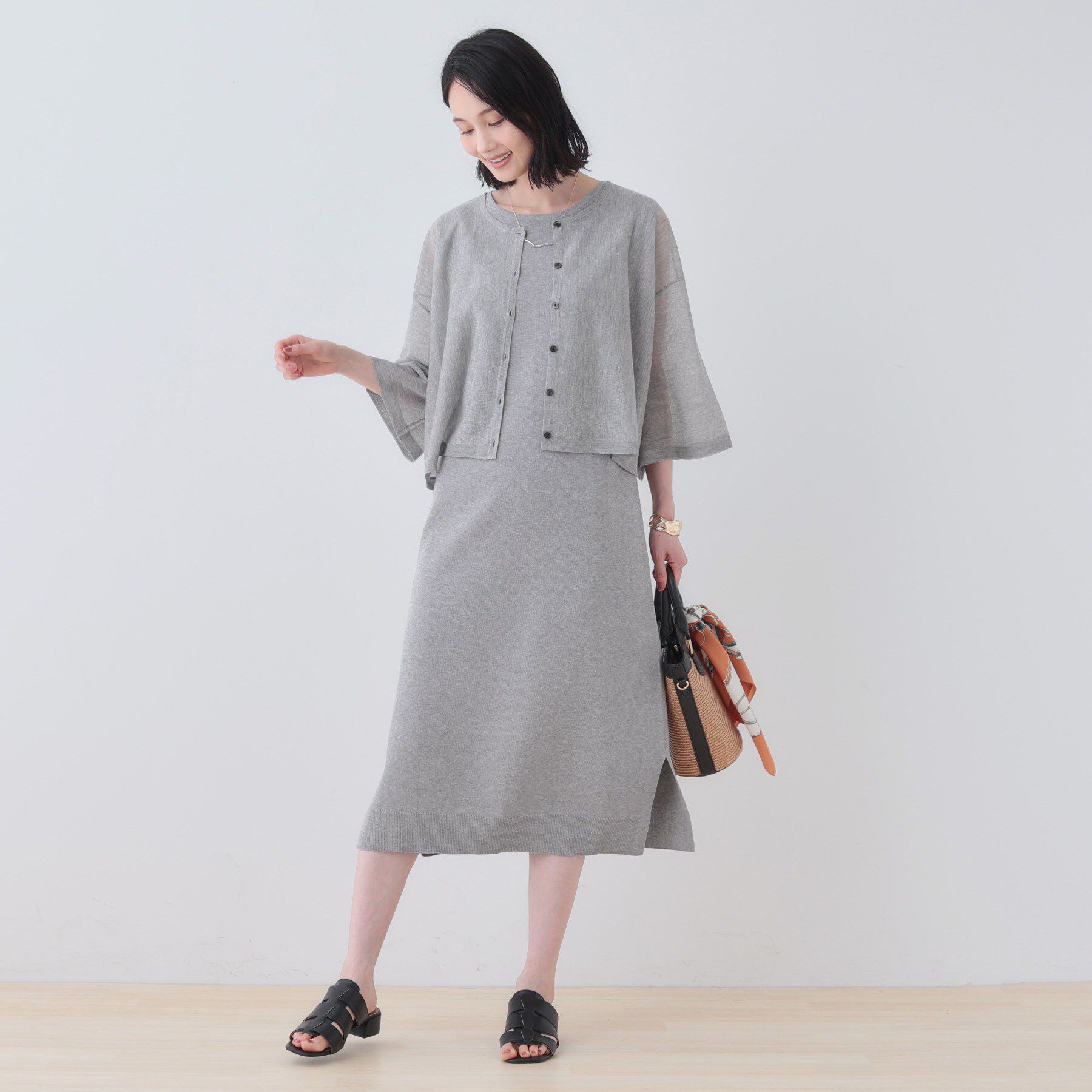 INDIVI「【2点セット】前後2WAYニットワンピース」|ワンピース|