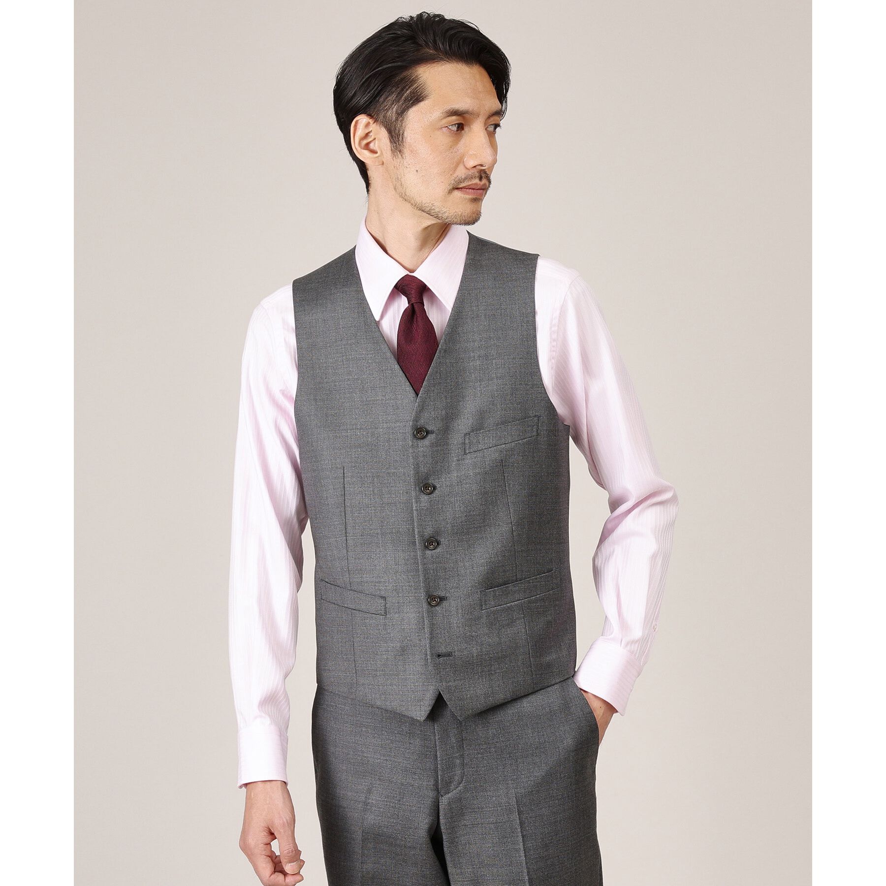 TAKEO KIKUCHI「【3ピース対応】シャイニーシャークピンヘッド ベスト」|スーツ|