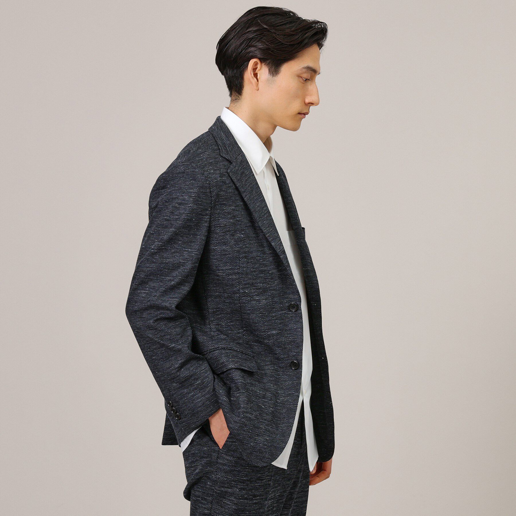 TAKEO KIKUCHI「【尾州織】リネンブレンド メッシュ ジャケット」|テーラードジャケット|ブルー(093)